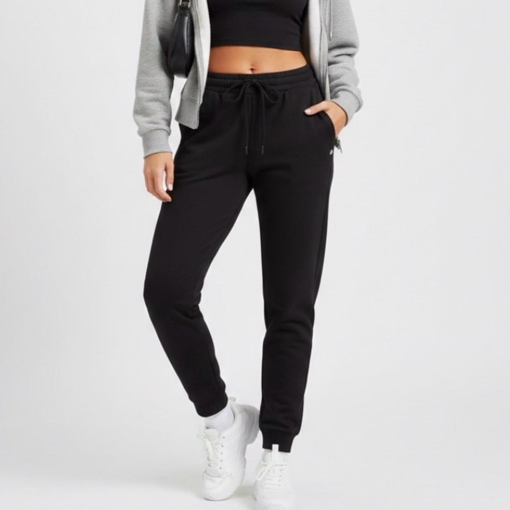 Black Tapered Large Athletic Jogger Sweatpants Athleisure Loungewear Streetwear